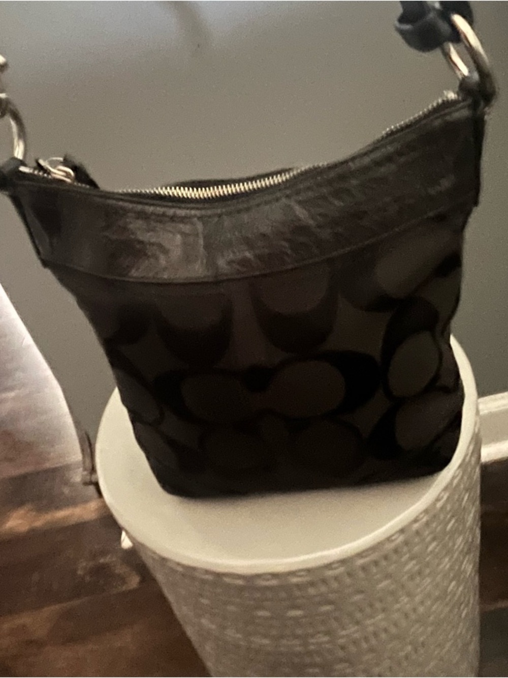 Coach Vintage Y2K Black Signature Pattern Crossbody Bag